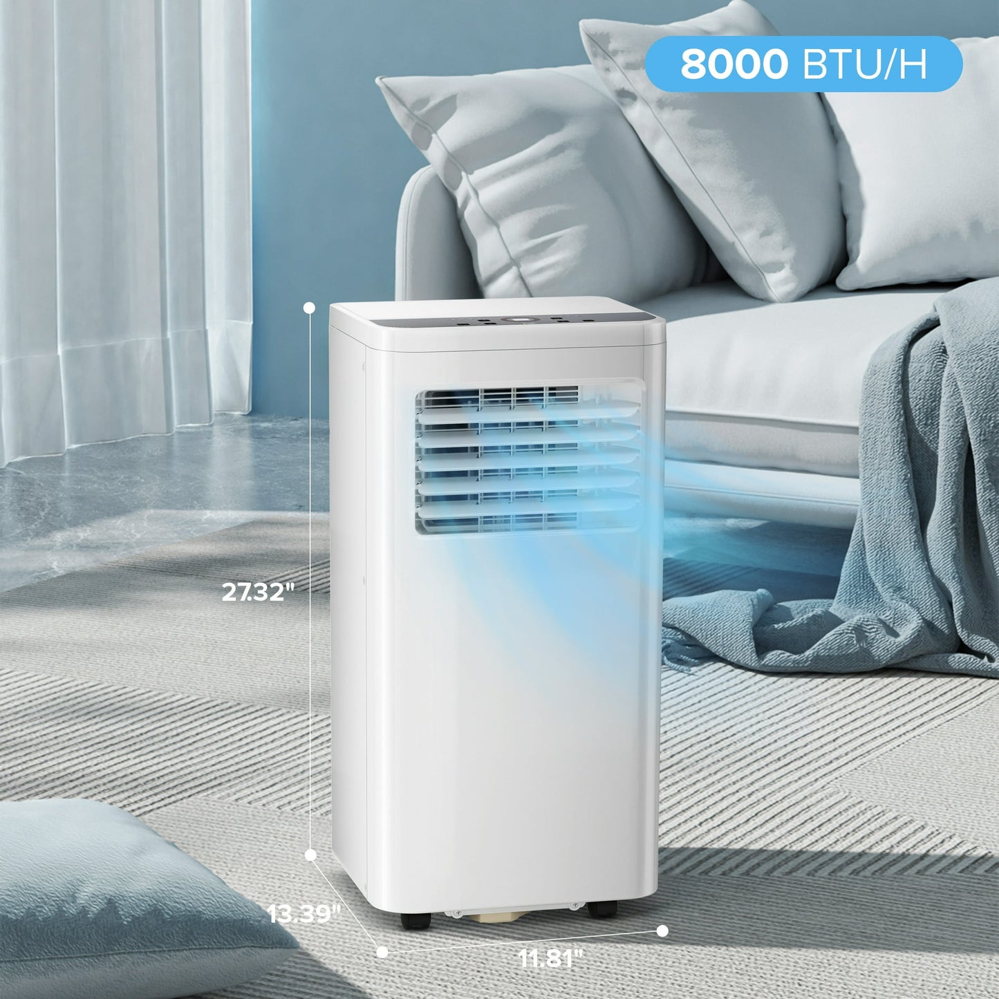 LHRIVER Portable Air Conditioners with Window Kits 5000BTU (8000 BTU ASHRAE), Dehumidifier, 2 Fan Speeds, AC Unit for Room