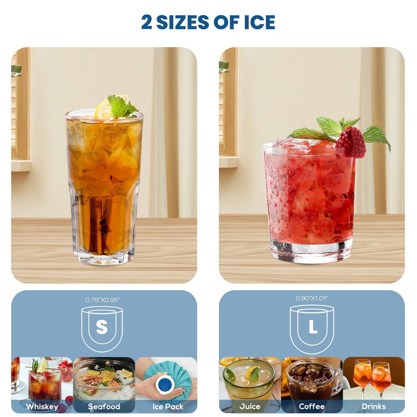 LHRIVER Portable Compact Self-cleaning Ice Maker With Handle and Ice Scoop, Bullet Ice Cubes, 9Pcs/8Min 26Lbs/24H for Home/Office/Bar/Party (Red)