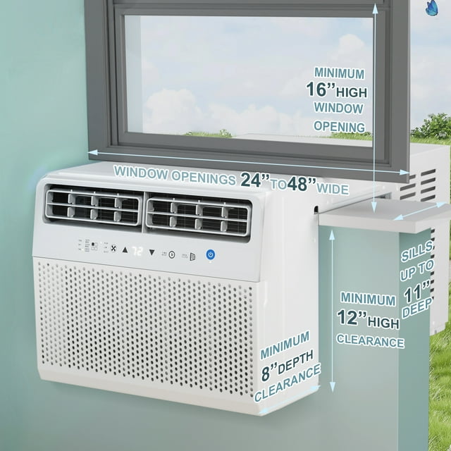 Havato U-Shape Window Air Conditioner 12000 BTU Ashrae 115 Volt with Remote Control, 6 Modes and 3 Fan Modes, 24 Hour Timer, 550 Sq.Ft