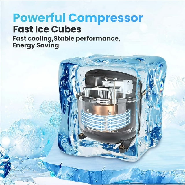 LHRIVER Ice Maker Machine,40LBS/24H, Portable Ice Cube Makers, Self-Cleaning, Easy-to-Control LCD Display, See-Through Lid for Office/Home/Bar (Red)