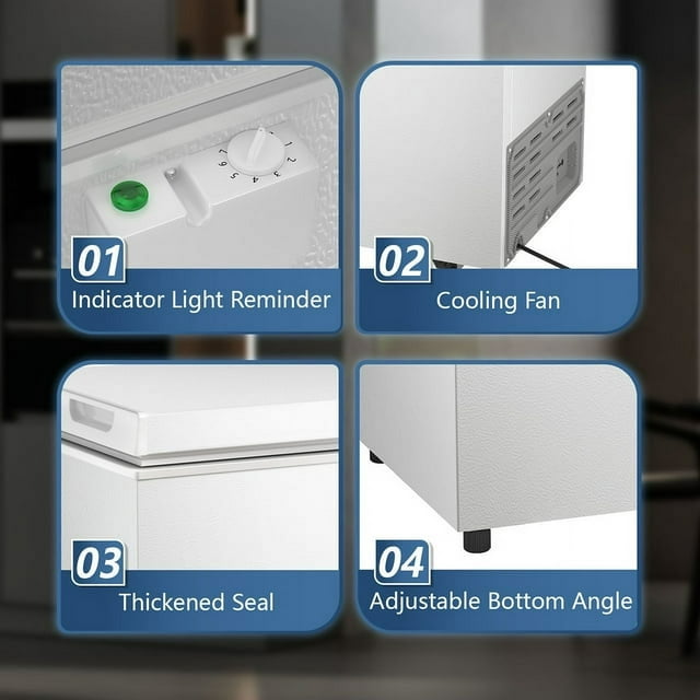 LHRIVER 1.8 Cubic Feet Chest Freezer Freestanding Top Open Door Compact Freezer with Adjustable Temperature (White)