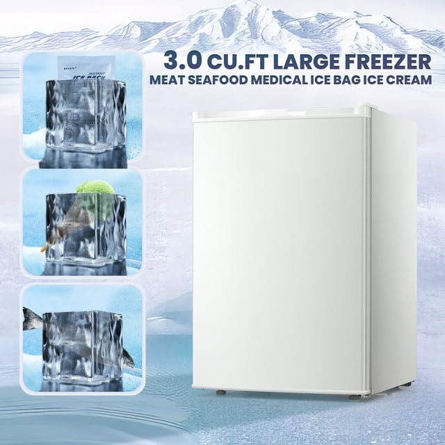 LHRIVER Upright Freezer, Energy Saving 3.0 Cu.ft Single Door Compact Upright Freezer with Reversible Door(White)