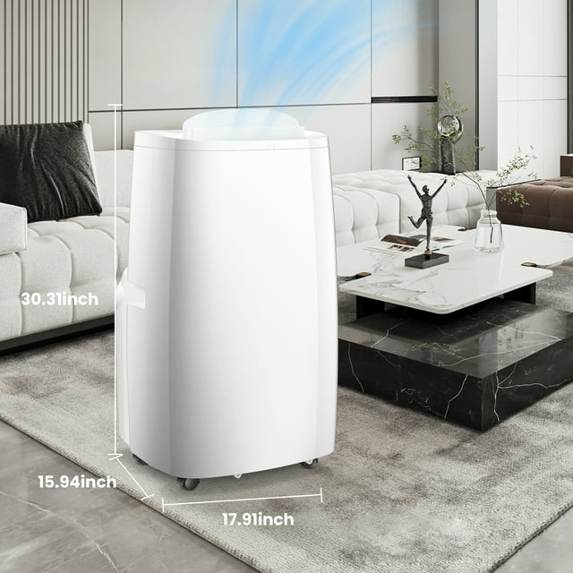 LHRIVER 10200BTU (14000 BTU ASHARE) Portable Air Conditioner,Portable AC Unit for Room Up to 450 Sq.Ft, White,3 in 1 , Ft Air Conditioner Fan