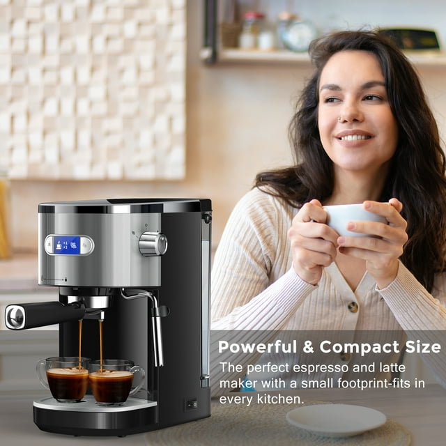 Havato Semi-Automatic Espresso Machines 20Bar fast heating w/Milk Frother Steam Wand, Compatible with nespresso pods, Black