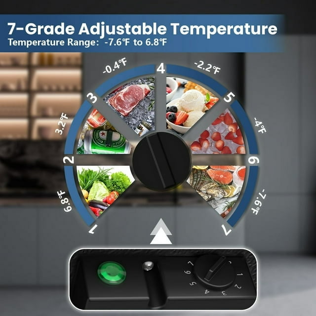 LHRIVER 1.8 Cu.ft Freezer Freestanding, Top Open Door Compact Freezer , Adjustable Temperature, Suitable for Home/Kitchen/Office/Restaurant (Black)
