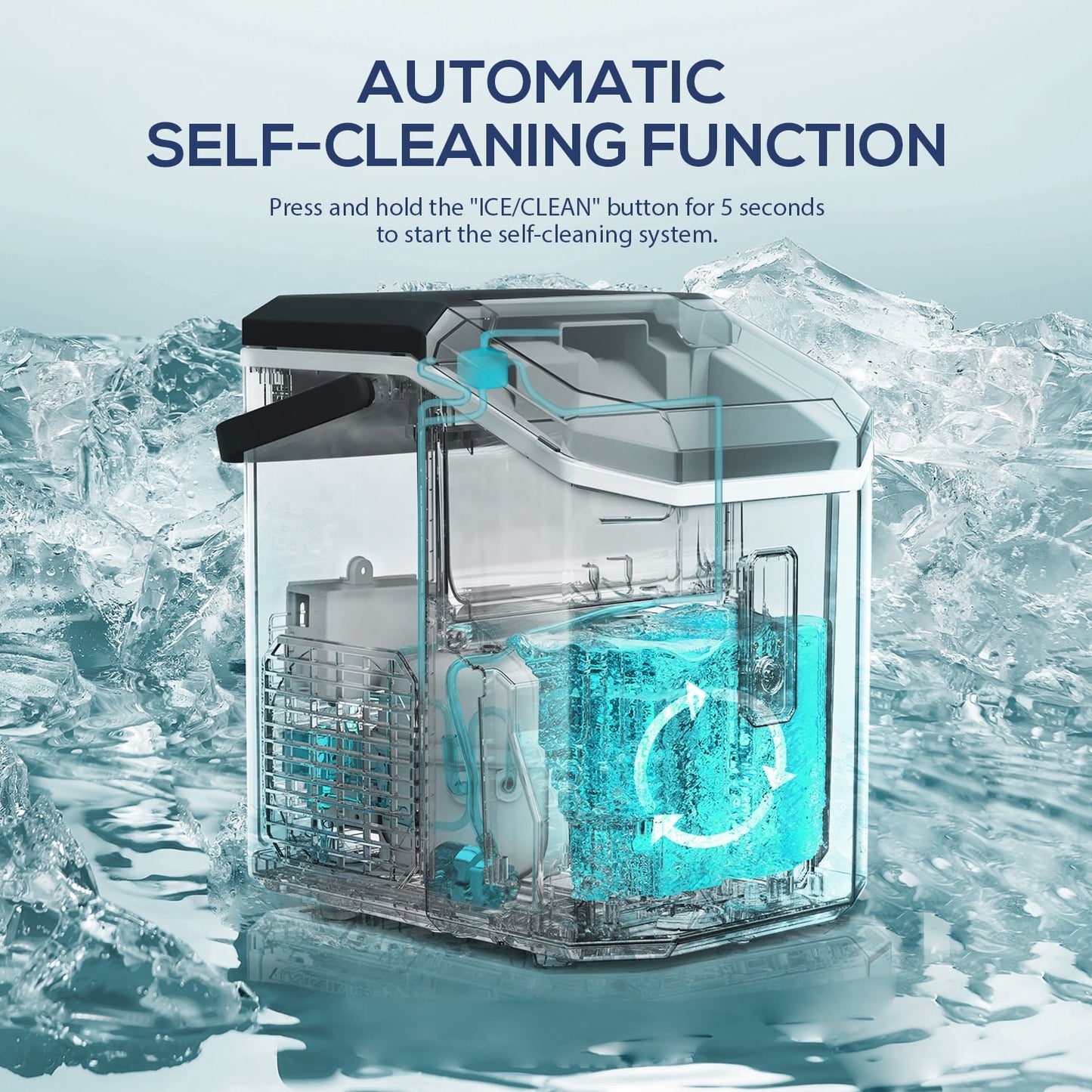 Havato Nugget Ice Maker, Extruded Ice & Chewed Ice, 34Lbs /24H, Self-Cleaning, Kitchen/Office/Party, Black