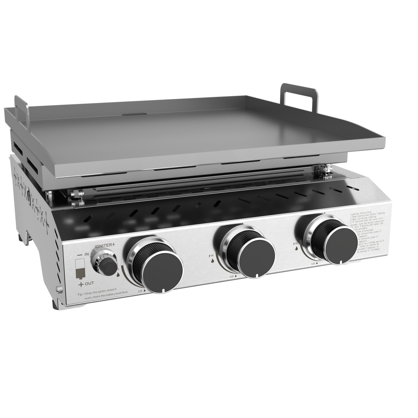 LHRIVER 3 Burner SUS304 Tabletop Griddle, 24,000 BTU 303 Sq. In. Portable Propane Gas Griddle