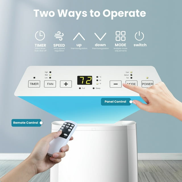 LHRIVER 10200BTU (14000 BTU ASHARE) Portable Air Conditioner,Portable AC Unit for Room Up to 450 Sq.Ft, White,3 in 1 , Ft Air Conditioner Fan