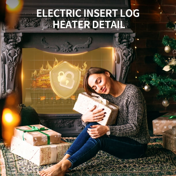 LHRIVER Electric Fireplace Log Set Heater 21IN, Remote Control, Flame Brightness Adjustable, Overheated Protection, Realistic Ember Bed