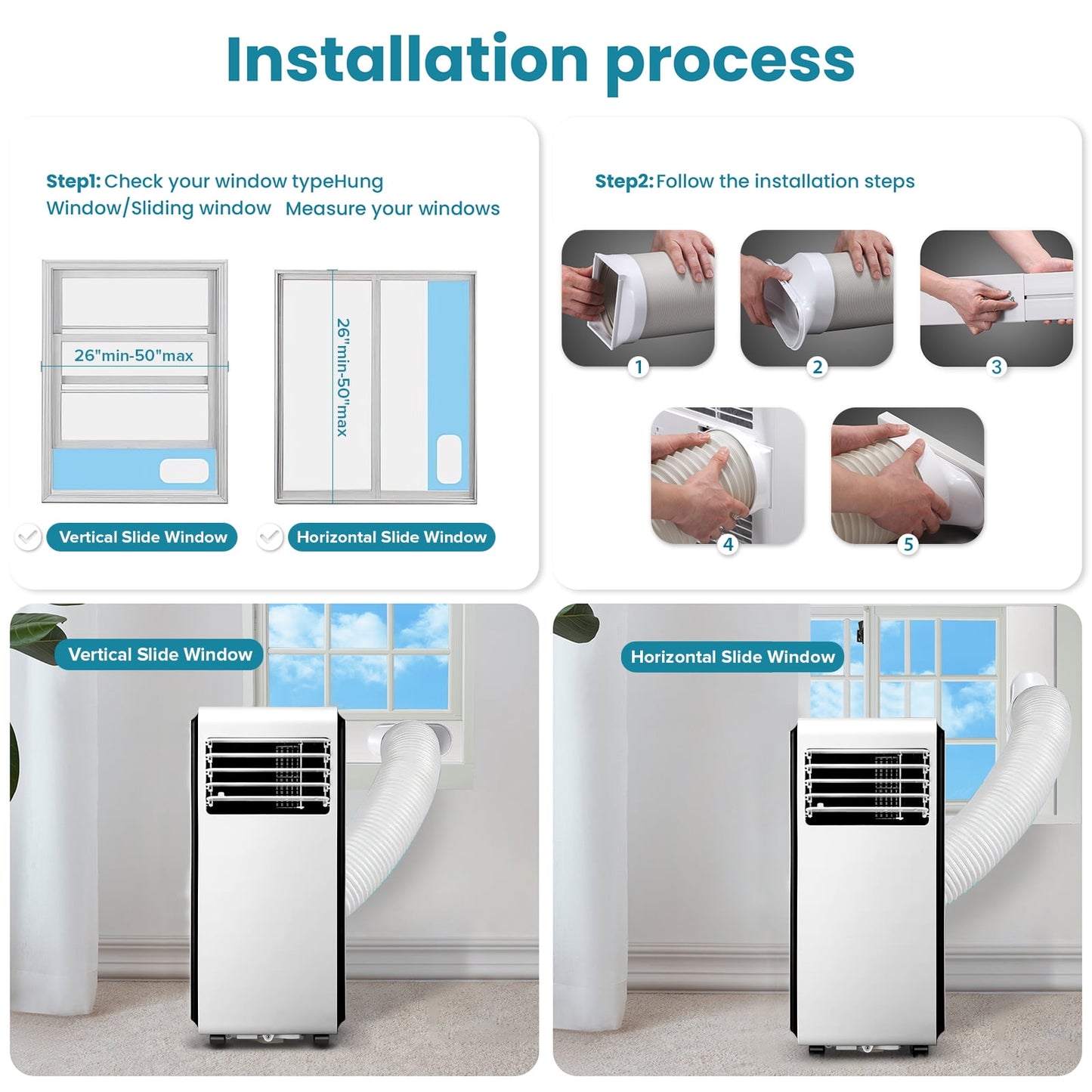 LHRIVER Portable Air Conditioner 5000BTU (8000 BTU ASHARE), Remote Control, Cools 250sq. ft, Quiet Operation, Window Fan, 24H Timer, 3 Fan Speed for Bedroom Office Home Dorm