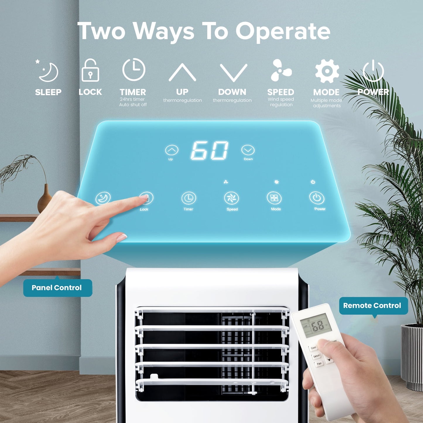 LHRIVER Portable Air Conditioner 5000BTU (8000 BTU ASHARE), Remote Control, Cools 250sq. ft, Quiet Operation, Window Fan, 24H Timer, 3 Fan Speed for Bedroom Office Home Dorm