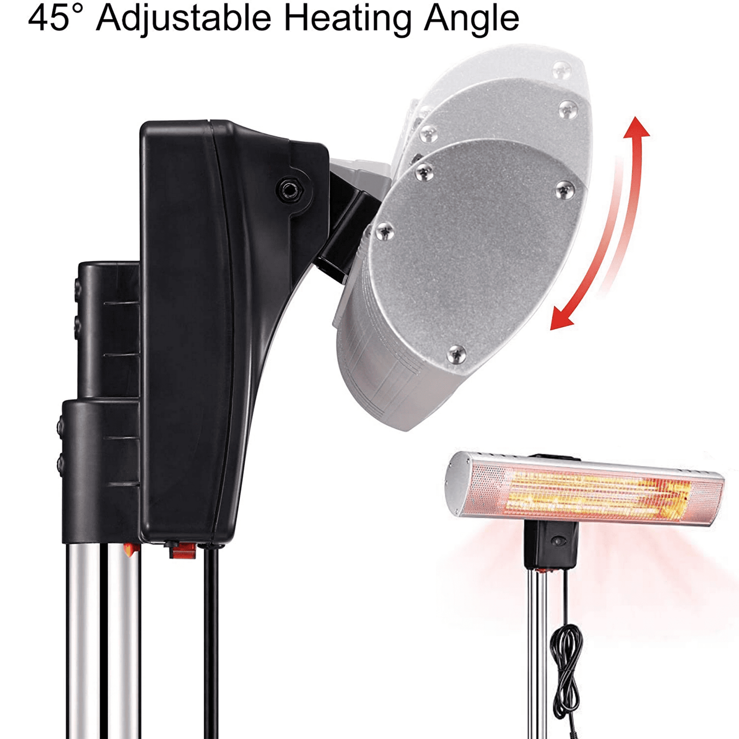 LHRIVER Electric Patio Heater, Height Adjustable & Remote Control, Waterproof IP65 Rated, 1500W, Both Indoor & Outdoor