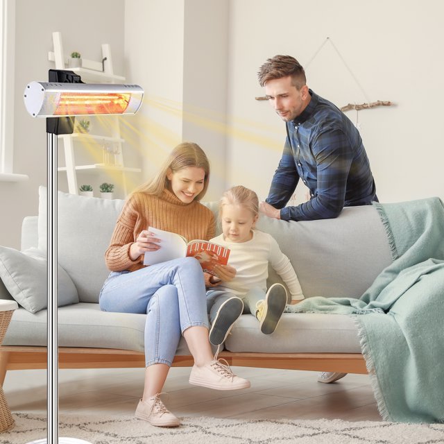 LHRIVER Electric Patio Heater, Height Adjustable & Remote Control, Waterproof IP65 Rated, 1500W, Both Indoor & Outdoor