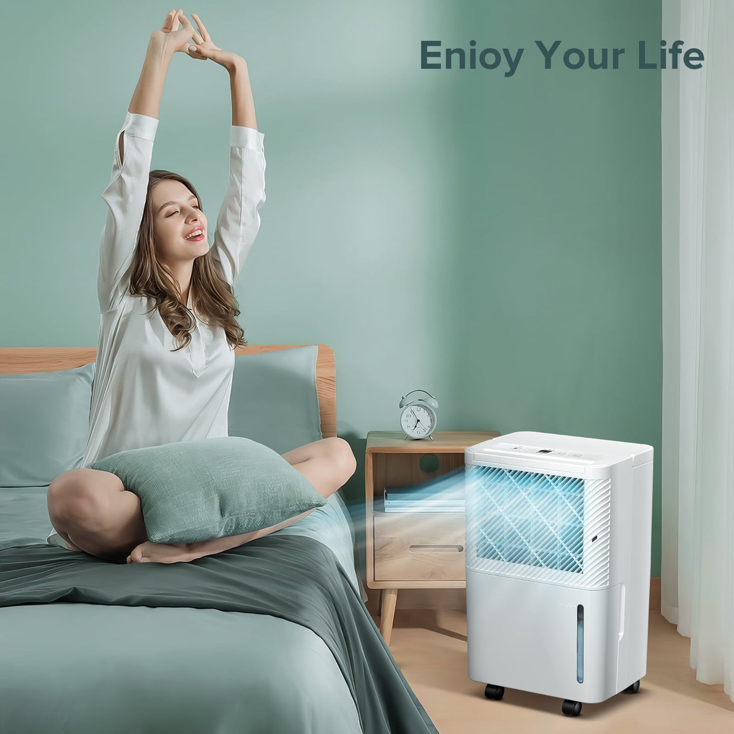 LHRIVER 22 Pint Dehumidifiers with Drain Hose, 24H Timer, Portable Design with Handle for Bathroom and Bedroom