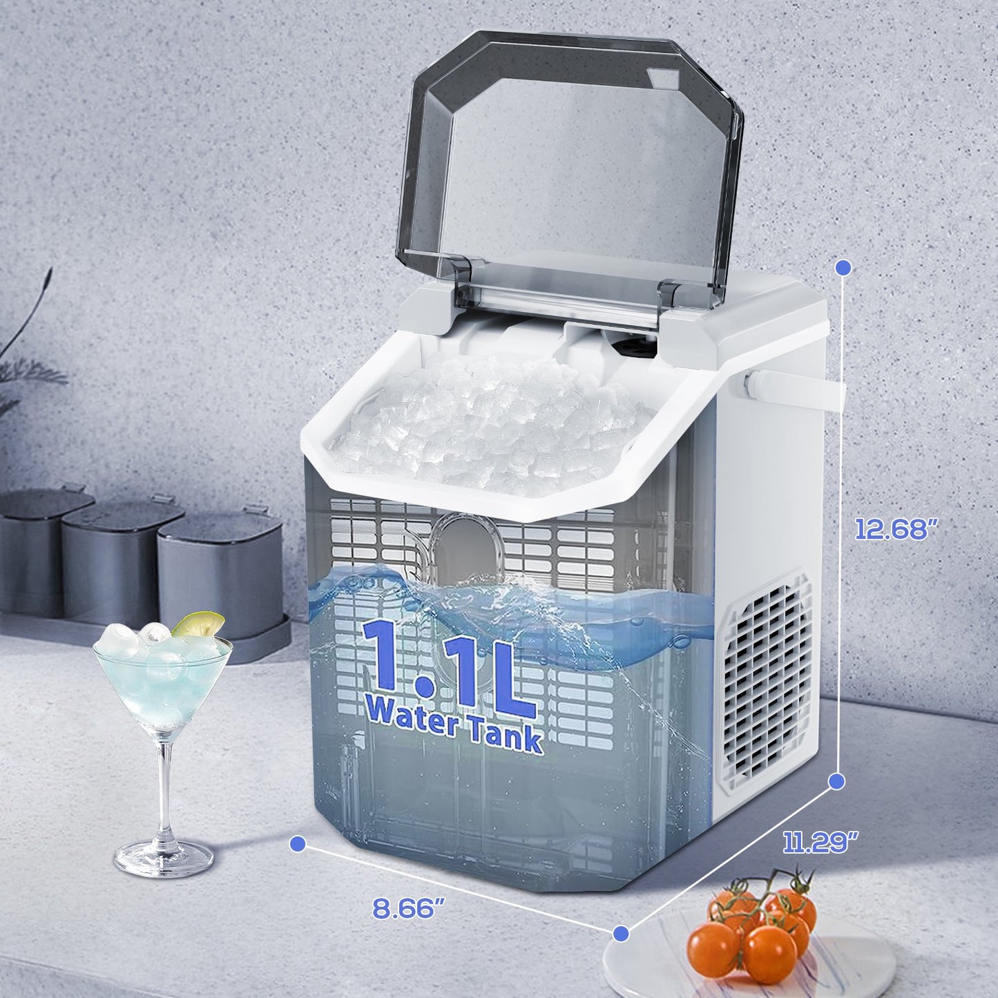 Havato Nugget Ice Maker, Extruded Ice & Chewed Ice, 34Lbs /24H, Self-Cleaning, Kitchen/Office/Party, White