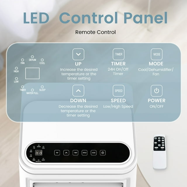 Havato Portable Air Conditioner, 5000BTU (8000BTU ASHRAE) Cools 200Sq.ft w/Remote, Dehumidifier & Fan