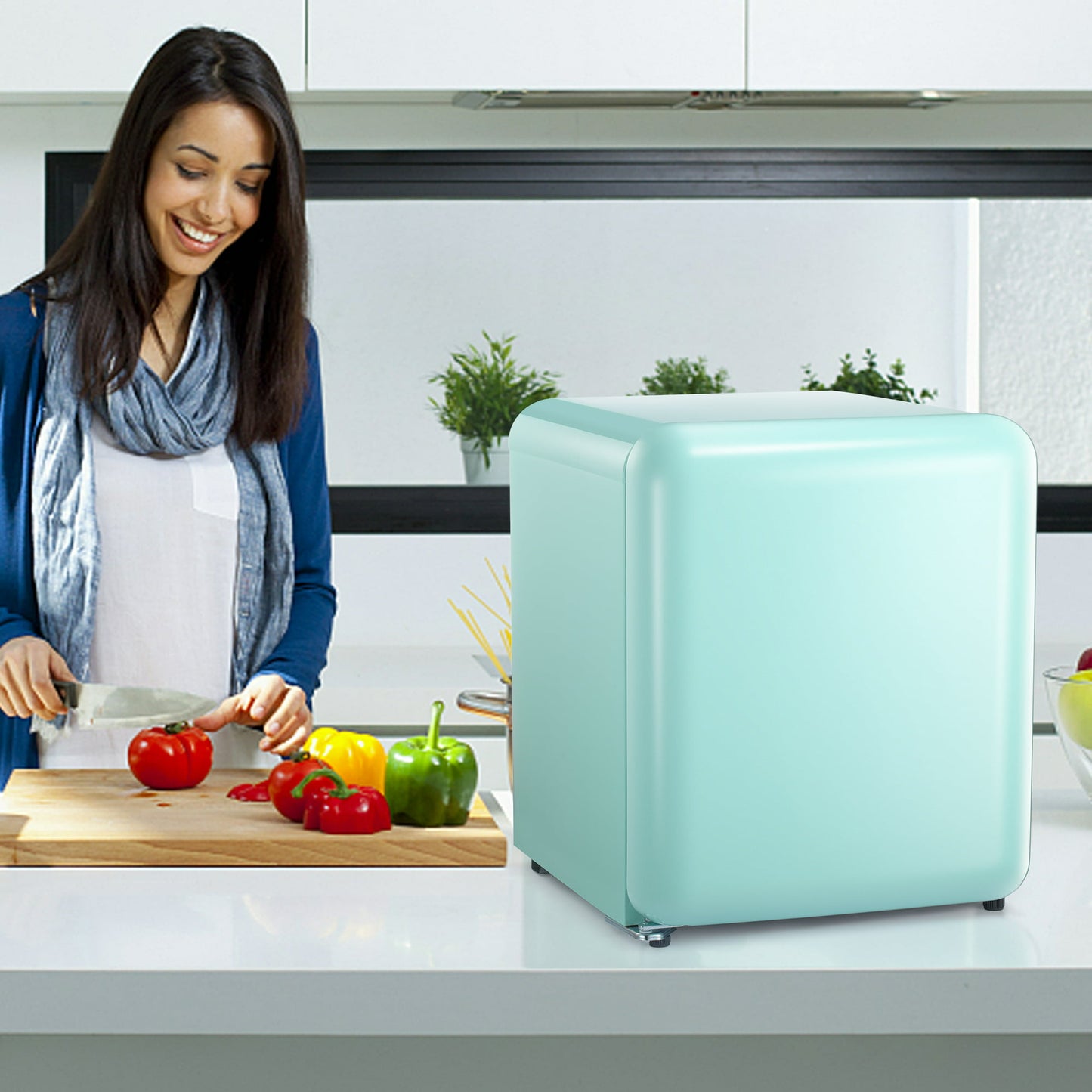 LHRIVER 1.7 Cu. Ft Mini Fridge with Freezer, Compact Refrigerator, Energy Saving, Adjustable Thermostat For Dorm / Office / Bedroom, Green