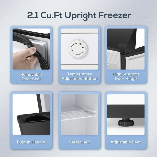 Havato 2.1Cu.ft Mini Vertical Freezer, Energy Saving and Low Noise, Adjustable Bottom Angle, Home/Office/Kitchen, Black