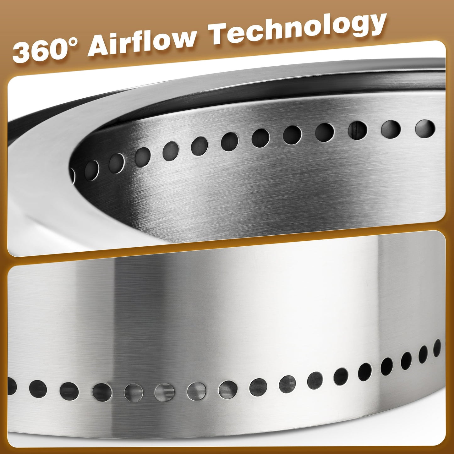 LHRIVER 19.49" Stainless Steel Fire Pit 2.0, Wood and Smokeless Burning, Portable Outdoor Firepit for Camping, Patio