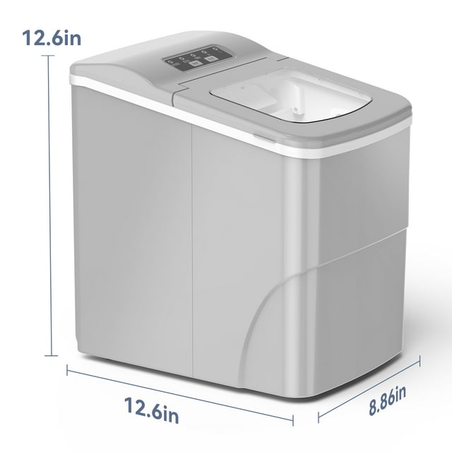 Havato Countertop Ice Maker 26lbs, 9 Pcs/6Mins, 2 Sizes of Bullet-Shaped w/Scoop & Basket, Grey