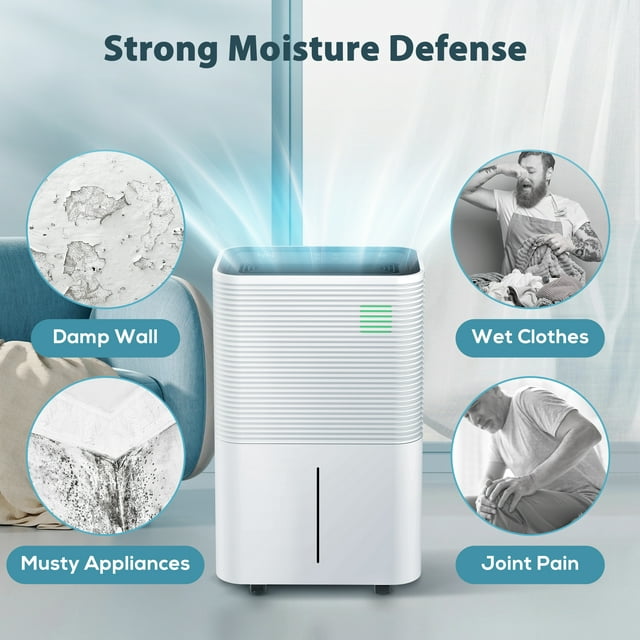 LHRIVER 50 Pint Dehumidifiers with handle, Dehumidifier with Drain Hose, 3 Operation Modes, 24H Timer, Portable Dehumidifier for Basement/Bathroom/Laundry Room