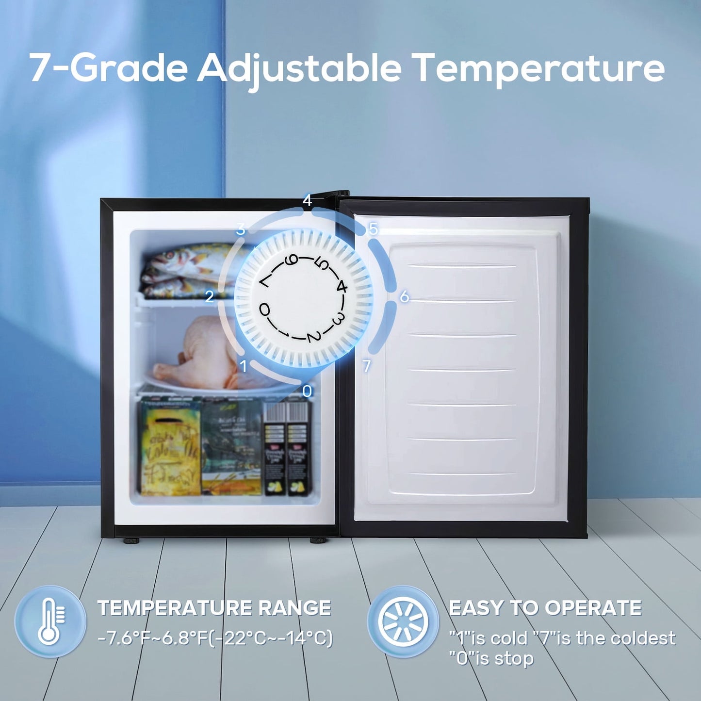 Havato 2.1Cu.ft Mini Vertical Freezer, Energy Saving and Low Noise, Adjustable Bottom Angle, Home/Office/Kitchen, Black