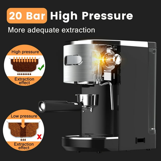 Havato Semi-Automatic Espresso Machines 20Bar fast heating w/Milk Frother Steam Wand, Compatible with nespresso pods, Black