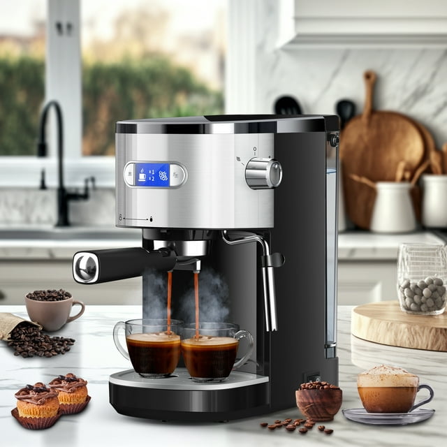 Havato Semi-Automatic Espresso Machines 20Bar fast heating w/Milk Frother Steam Wand, Compatible with nespresso pods, Black