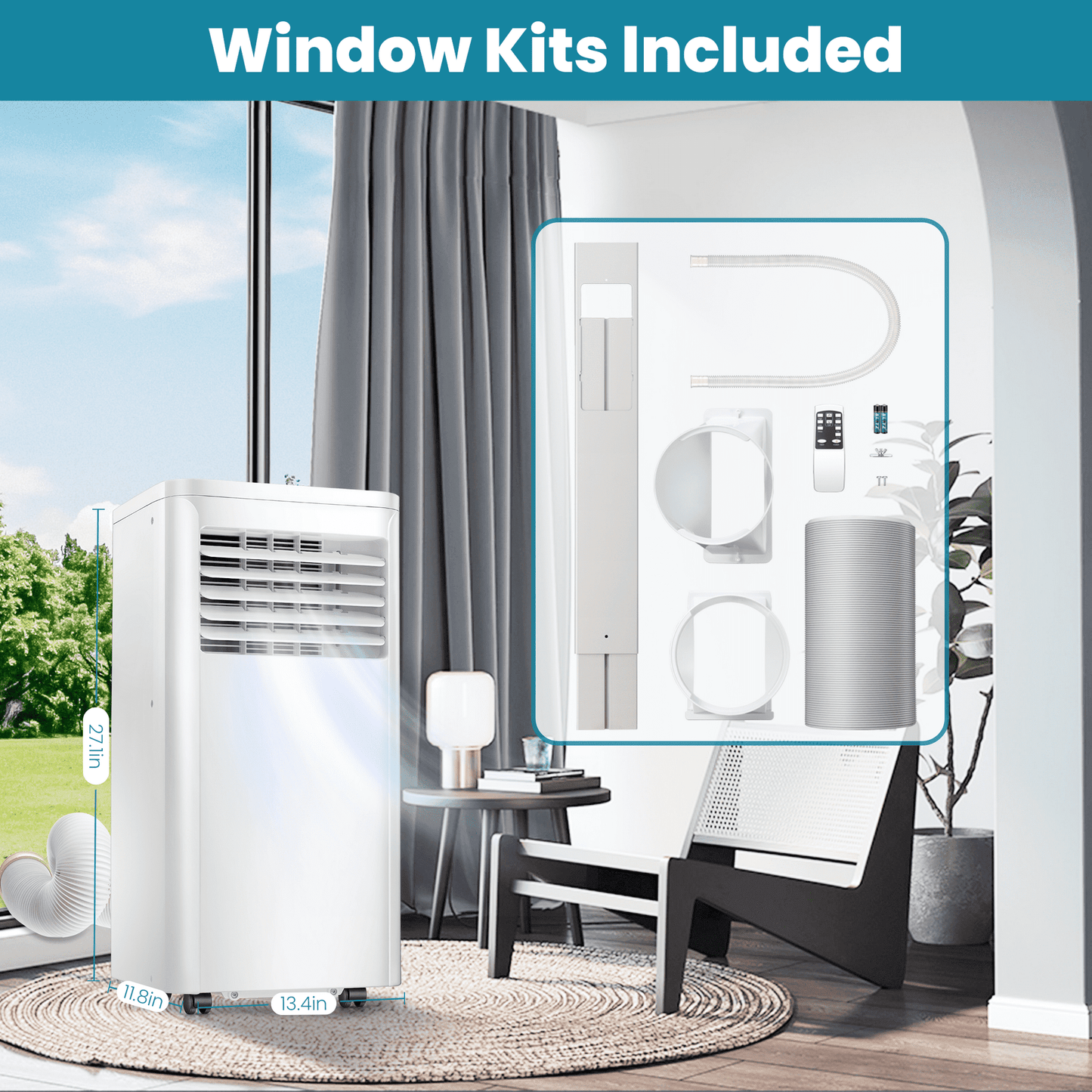 Havato Portable Air Conditioner, 5000BTU(8000BTU ASHRAE), with Remote Control, Refrigeration, Dehumidification and Fan