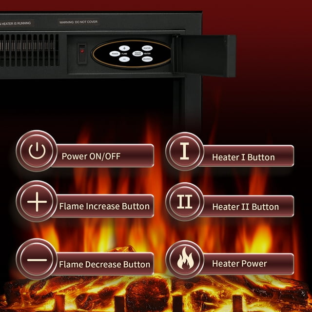 LHRIVER Freestanding Wooden Frame Fireplace with TV Stand, Electric Fireplace Mantel Heater, Various Brightness & Realistic Flames & Remote Control, Home/Office/Cafe,750W-1500W, PEARLWHITE