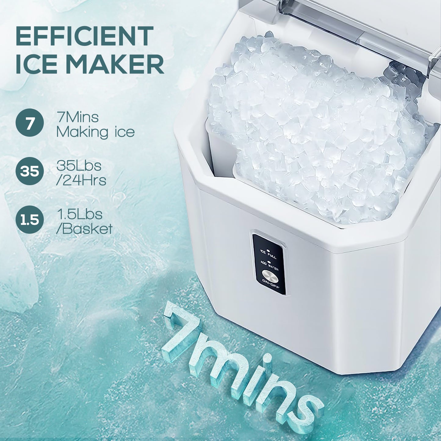 LHRIVER Nugget Countertop Ice Maker with Soft Chewable Ice, 34Lbs/24H, Self-Cleaning, Ice Scoop, White