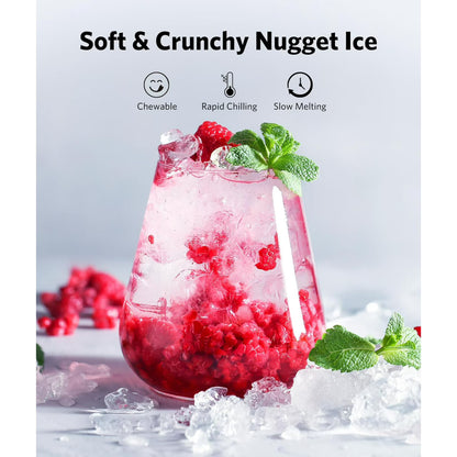 Havato Nugget Ice Maker, Extruded Ice & Chewed Ice, 34Lbs /24H, Self-Cleaning, Kitchen/Office/Party, Black