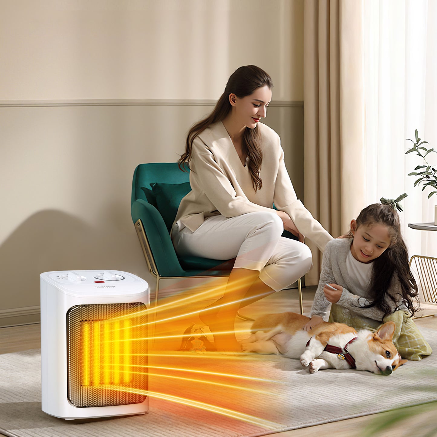 Havato Portable Space Heater for inside, 2S Rapid Heating, 750W/1500W, Ceramic Small Fan Heater, Multiple Safety Protection for Home/Dorm, White