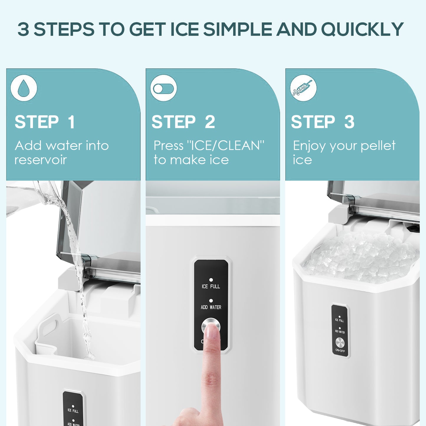 LHRIVER Nugget Countertop Ice Maker with Soft Chewable Ice, 34Lbs/24H, Self-Cleaning, Ice Scoop, White