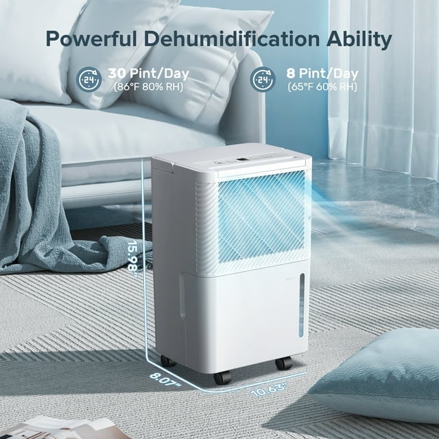 Havato Portable 30 Pint Dehumidifier with 2 Operation Modes and 24-Hour Timer, Stylish and Exquisite, Basement/Bathroom/Laundry Room.