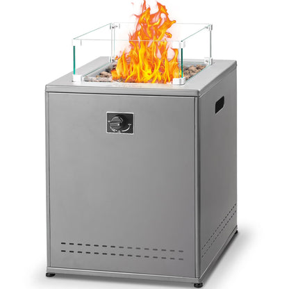 LHRIVER 22in Square Outdoor Fire Pit -Propane Metal Stove with Lava Rocks , 40000 BTU Heat Output, for Picnics/Bonfires/Patio Gardens