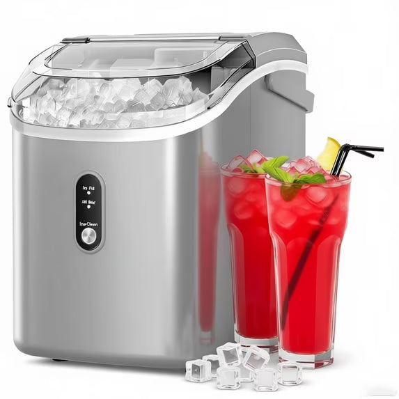 Havato Nugget Ice Maker, Extruded Ice & Chewed Ice, 34Lbs /24H, Self-Cleaning, Kitchen/Office/Party, Grey