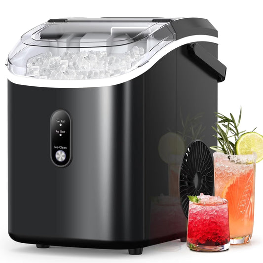 Havato Nugget Ice Maker, Extruded Ice & Chewed Ice, 34Lbs /24H, Self-Cleaning, Kitchen/Office/Party, Black