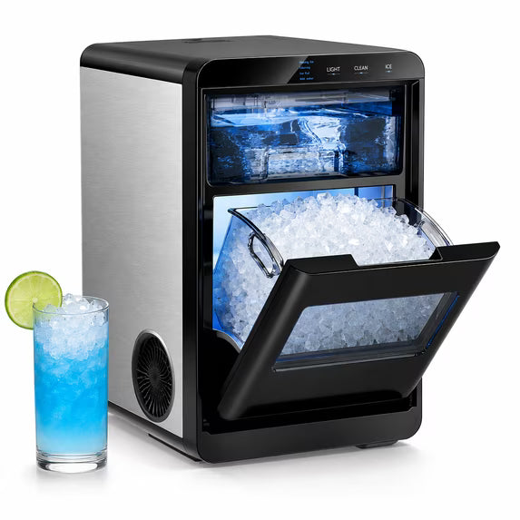 Havato Nugget Ice Maker Countertop, 44lbs Per Day Chewable Pellet Nugget Ice Machine Auto-Cleaning with Basket and Scoop for Home/Party/RV/Camping ,Silver