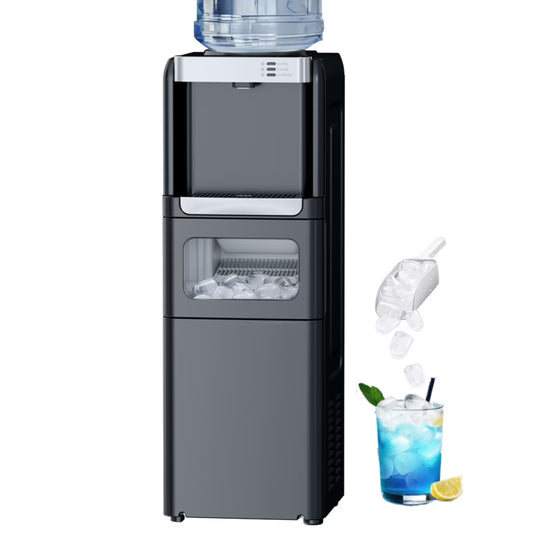 LHRIVER 2-5 Gallon Water Dispenser – 3-in-1 Hot/Cold/Ice, 6-Min Ice Maker, Child Lock & Energy-Saving, for Home/Office, Black