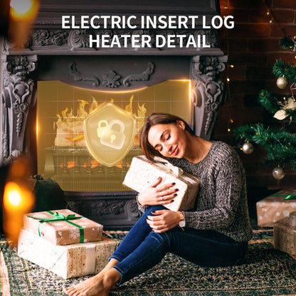 LHRIVER Electric Fireplace Log Set Heater 21IN, Remote Control, Flame Brightness Adjustable, Overheating Protection, Realistic Ember Bed, 1500W Whitish Gray logs