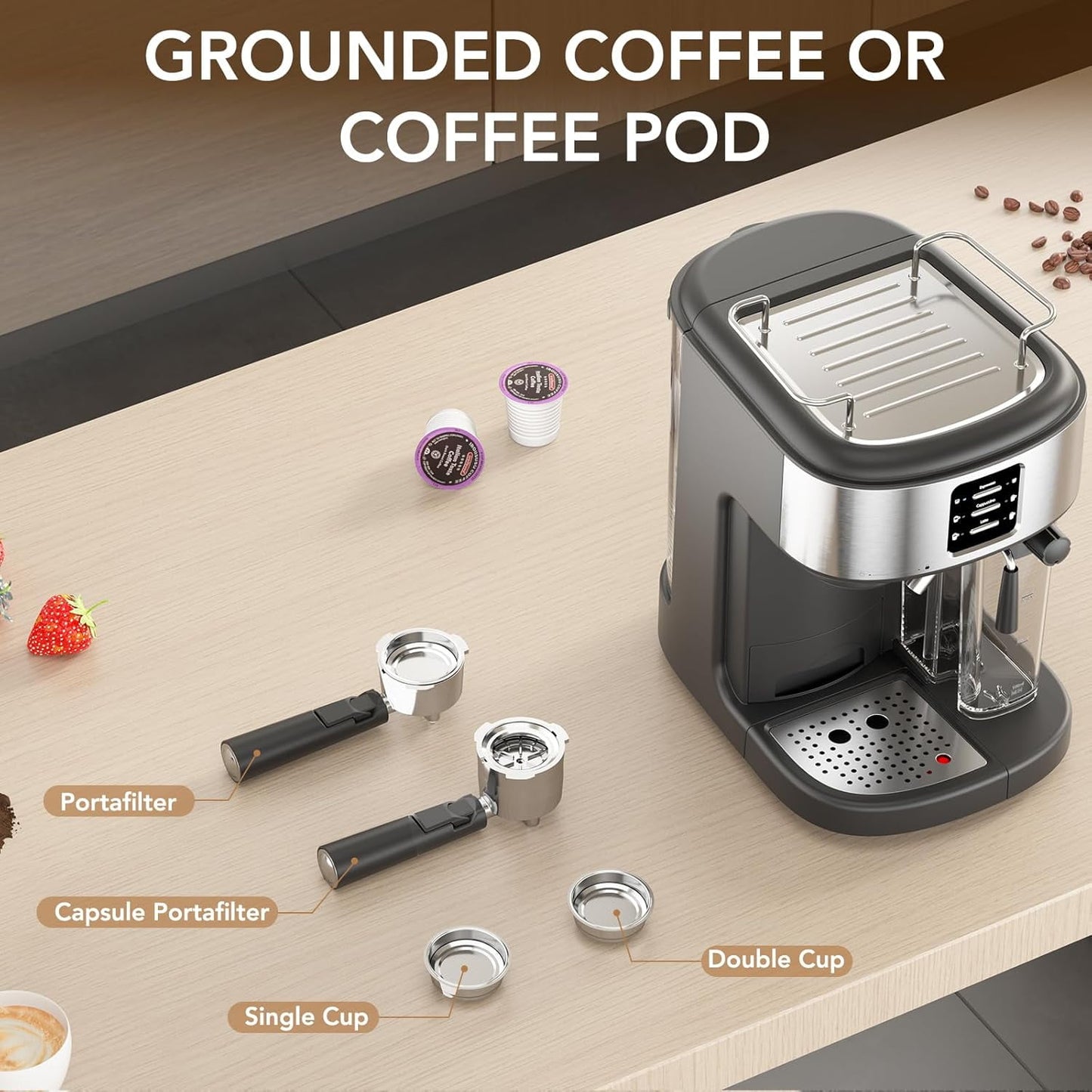Havato 20 Bar Pressure Espresso Machine,Automatic Coffee Maker with 57oz Removable Water Tank and 16oz Removable Milk Tank,3 Kinds of Coffee,Black