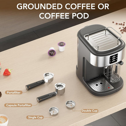 Havato 20 Bar Pressure Espresso Machine,Automatic Coffee Maker with 57oz Removable Water Tank and 16oz Removable Milk Tank,3 Kinds of Coffee,Black