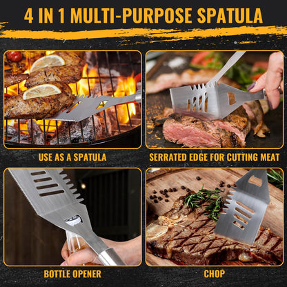 LHRIVER Stainless Steel BBQ Tool Grilling Accessories Kit with Bag for Camping, Kitchen