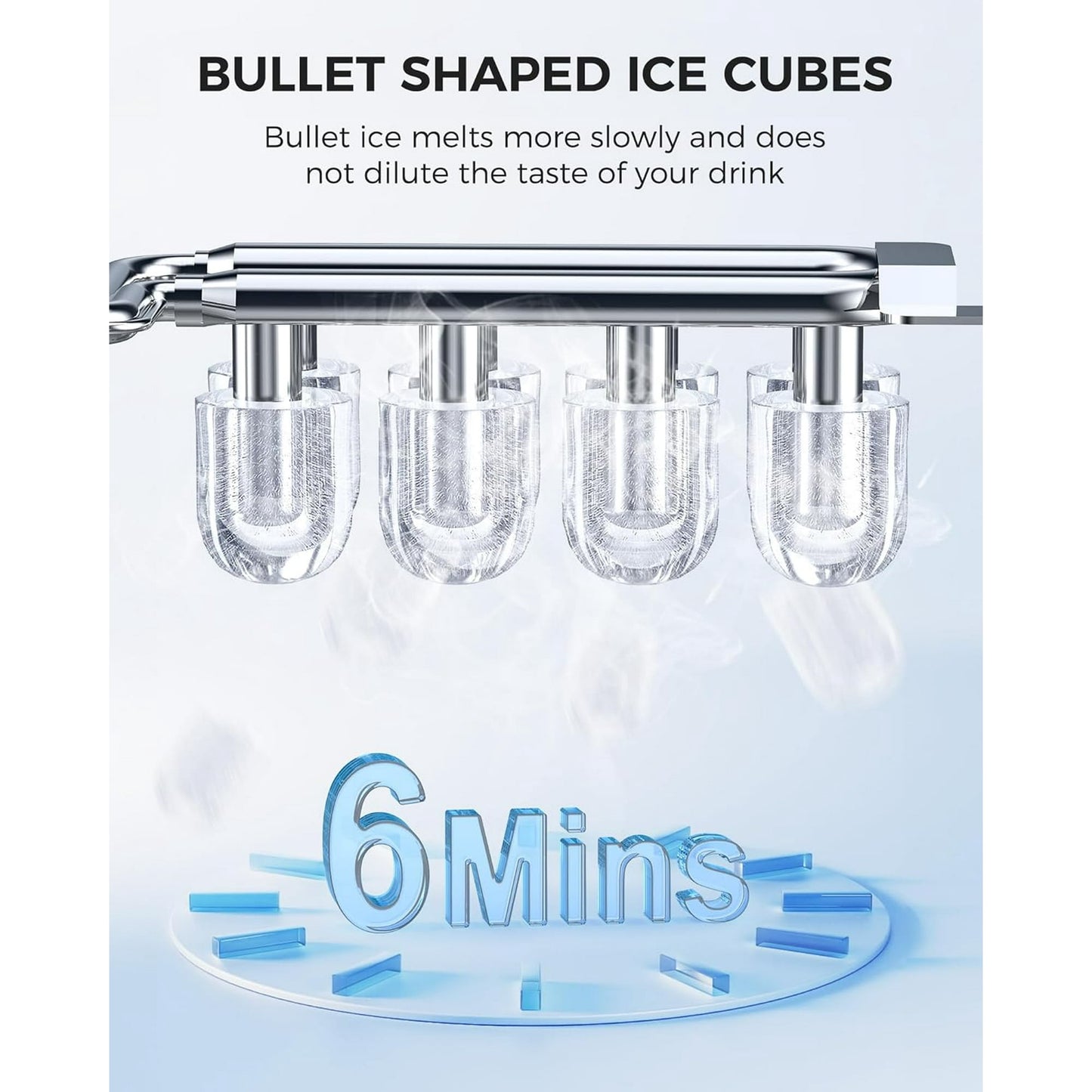 Havato Ice Makers Countertop with Handle, 26.5 Lbs / 24 H, 8 Cubes in 6 Mins, Portable Machine with Self-Cleaning, Perfect for Home Kitchen (Grey)