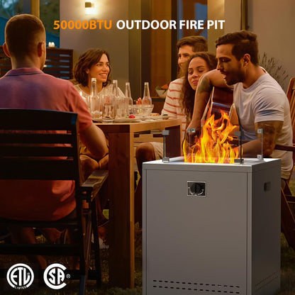 LHRIVER 22in Square Outdoor Fire Pit -Propane Metal Stove with Lava Rocks , 40000 BTU Heat Output, for Picnics/Bonfires/Patio Gardens
