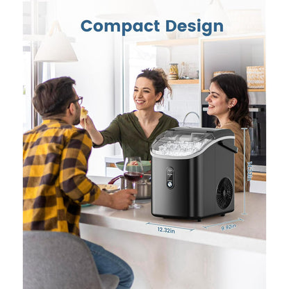 Havato Nugget Ice Maker, Extruded Ice & Chewed Ice, 34Lbs /24H, Self-Cleaning, Kitchen/Office/Party, Black