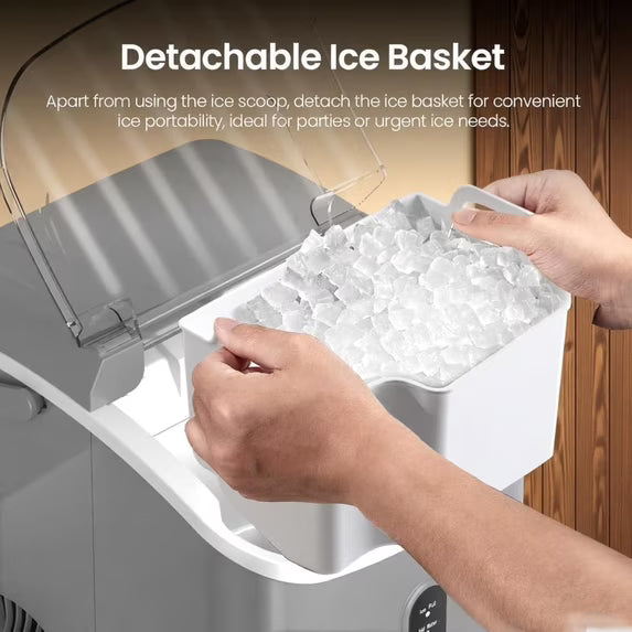 Havato Nugget Ice Maker, Extruded Ice & Chewed Ice, 34Lbs /24H, Self-Cleaning, Kitchen/Office/Party, Grey