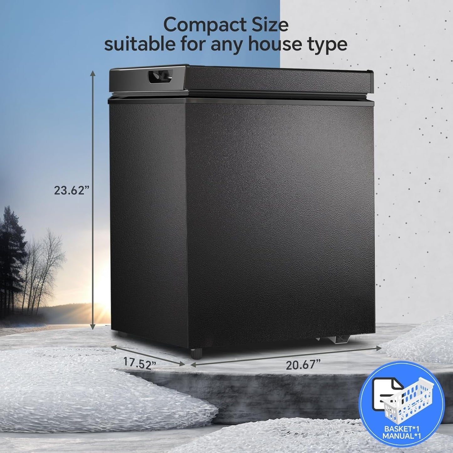 Havato 1.8 Cu.Ft Deep Freezer,Chest Freezer with Detachable Basket,Free Standing Top Open Door,Adjustable Temperature for Home/Kitchen/Office/Bar