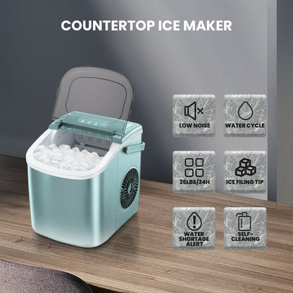 LHRIVER Countertop Ice Maker Portable Ice Machine with Handle, Self-Cl –  LHRIVER